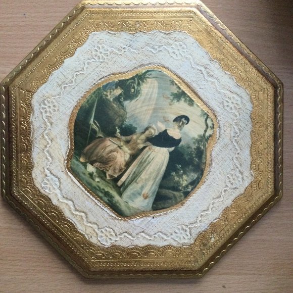 Made in Italy Wall Plaques wall hanging wooden gold trim Octagon shape 20cm wide - Picture 1 of 4